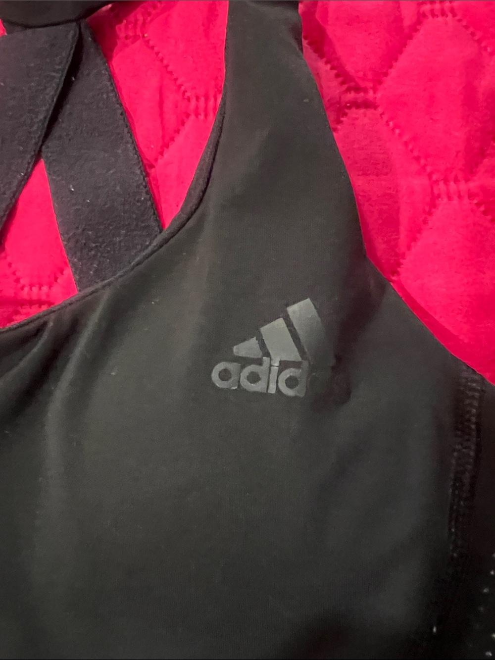 adidas Black Racerback Performance Sports Bra with Perforated Details - Picture 2 of 4
